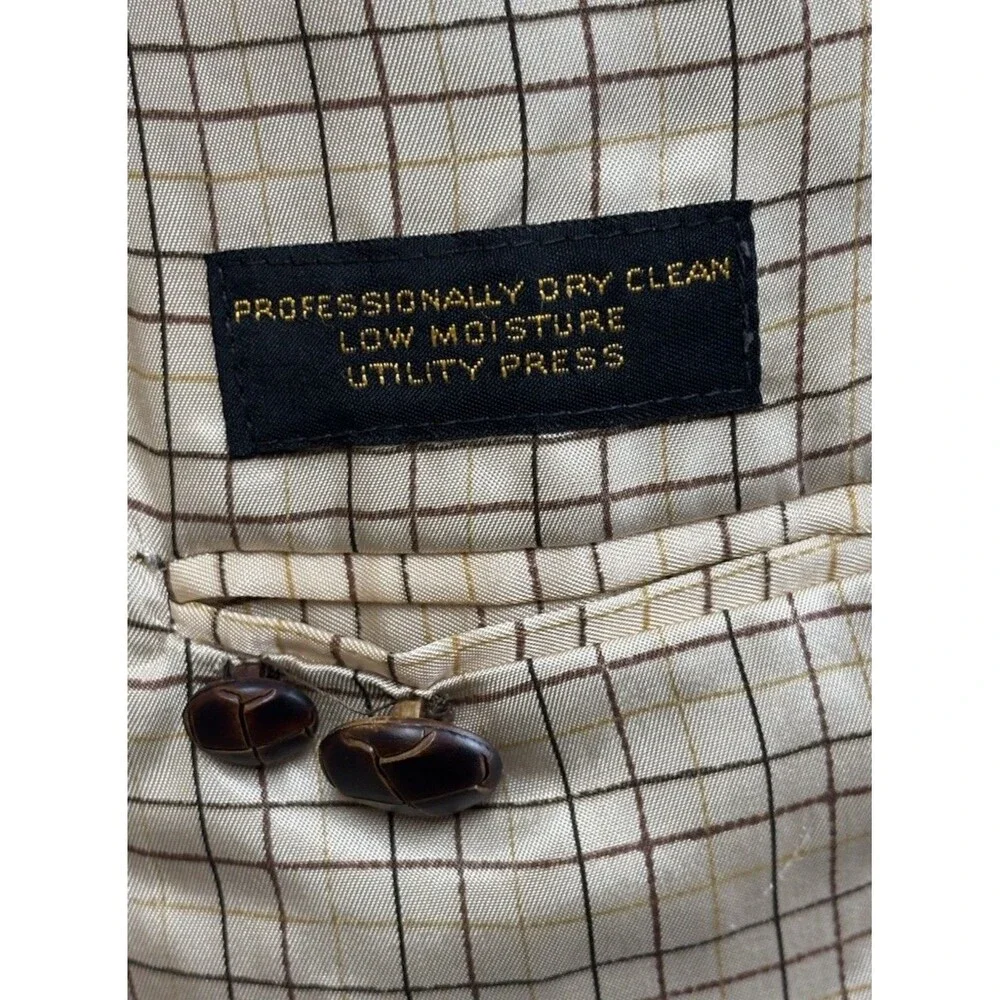 Vtg Sears The Mens Store Corduroy Blazer 44R Brown Leather 2-Button Sportcoat